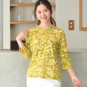 T-shirt Pudding Cotton Linen Cut-and-sew 7/10 length Made in Japan
