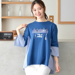 T-shirt Plain Color Pudding M Switching 7/10 length