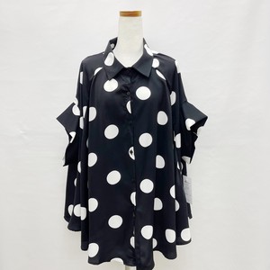 Button Shirt/Blouse Dolman Sleeve Polka Dot 2024 Spring/Summer