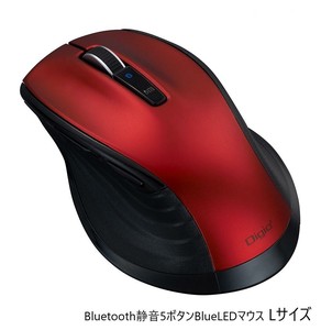 ナカバヤシ Digio2 F_line 大型 Bluetooth 静音 5ボタンBlueLEDマウス レッド MUS-BKF149R