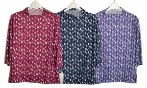 T-shirt Stripe Polka Dot Cut-and-sew 7/10 length Made in Japan