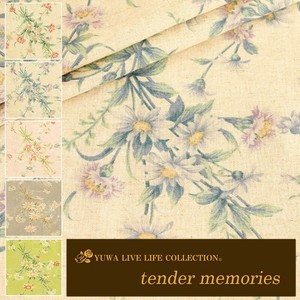 有輪商店 YUWA 広幅綿麻シーティング "tender memories" [B:Blue] / 生地 布 / 全5色 / 445931