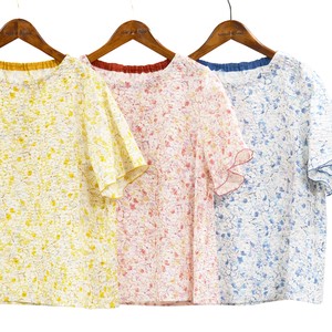 Button Shirt/Blouse Pudding Floral Pattern Ripple Made in Japan