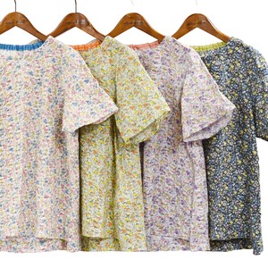 Button Shirt/Blouse Pudding Floral Pattern Ripple Made in Japan