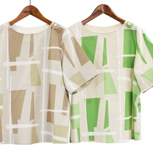 Button Shirt/Blouse Geometric Pattern Made in Japan
