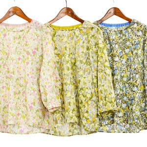Button Shirt/Blouse Tulips Cotton Lawn Made in Japan