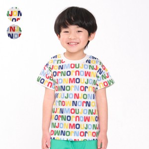 ロゴプリント総柄半袖Tシャツ  M32811  日本製、綿100%、MOUJIONJIONのカラフルロゴ、ギフト