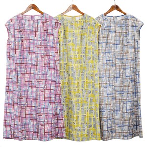 Casual Dress Pudding Plaid Cotton Linen Made in Japan