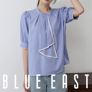 Button Shirt/Blouse Bicolor Tops Short-Sleeve 2024 NEW