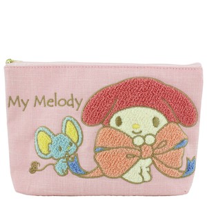 Pouch My Melody Sanrio Characters Flat Pouch Embroidered