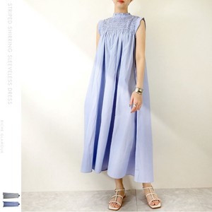 Casual Dress Stripe Sleeveless Shirring One-piece Dress 【2024NEW】