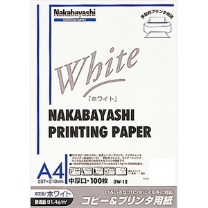 ナカバヤシ　コピ-&ワ-プロ用紙ワイヤ-ドット式A4シロ　ヨW-12