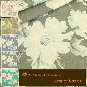 有輪商店 YUWA 広幅綿麻シーティング "beauty flower" [D:Gray] / 生地 布 / 全5色 / 445933