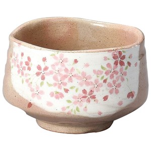 カネ仁抹茶碗白化粧ピンク桜 Y-1540