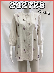 Button Shirt/Blouse Rayon Tops Embroidered Ladies' 2024 NEW