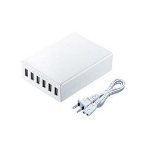 USB充電器(6ポート・合計12A・ホワイト) ACA-IP67W