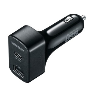 サンワサプライ　USB Power Delivery対応カーチャージャー(2ポート・57W)　CAR-CHR77PD