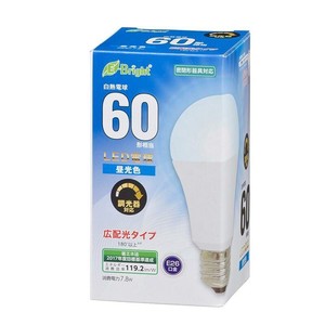 OHM LED電球 E26 60形相当 広配光 密閉形器具・調光器対応 昼光色 LDA8D-G/D AS20