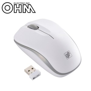 OHM 3ボタン ワイヤレス IR LED マウス ホワイト/グレー PC-SMWIM32 W