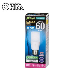OHM LED電球 T形 E26 60形相当 昼光色 LDT7D-G IS21