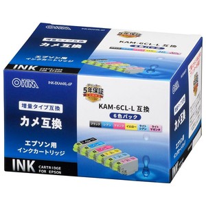 OHM 互換インクカートリッジ エプソン用 KAMシリーズ 6色パック 増量タイプ INK-EKAMXL-6P