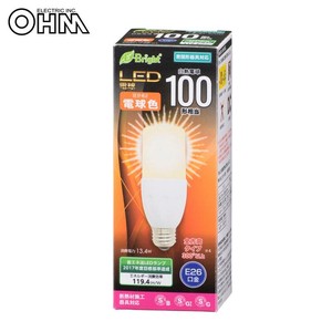 OHM LED電球 T形 E26 100形相当 電球色 LDT13L-G IS20