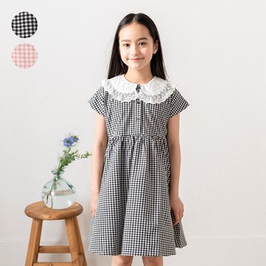 Kids' Casual Dress Buttons One-piece Dress Checkered