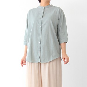 Button Shirt/Blouse Cotton Linen Cotton Collar Blouse 8/10 length 2024 Spring/Summer