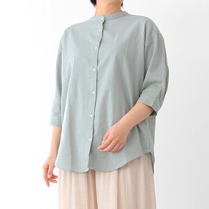 Button Shirt/Blouse Cotton Linen Collar Blouse 8/10 length 2024 Spring/Summer