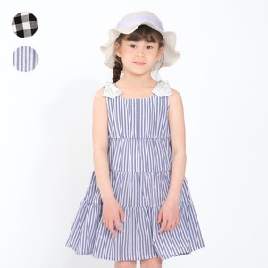 Kids' Casual Dress Stripe Checkered Tiered