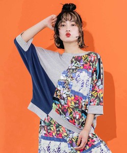 T-shirt Pullover Floral Pattern Switching