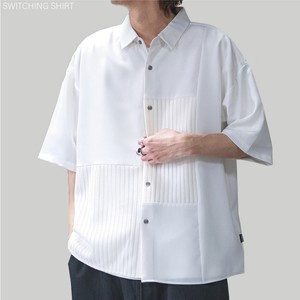 Button Shirt Polyester Stretch Natural Switching Cool Touch Loose Size