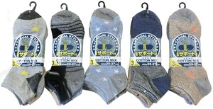 Ankle Socks Assortment Spring/Summer Socks Cotton Blend 3-pairs 5-colors