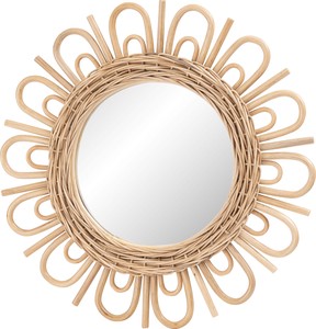 ラタンミラー/　ミラー 鏡 姿見 壁掛け ウォールミラー スタンド 丸型 円型 ラタン 籐
