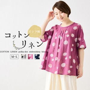 Tunic Pullover Indian Cotton Cotton Linen Tops Ladies' Polka Dot