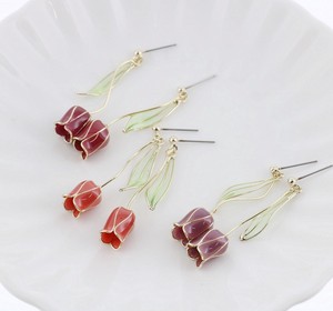 Pierced Earrings Titanium Post Resin Tulips