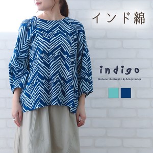 T-shirt Pullover Pudding Cotton Indigo L M 2024 Spring/Summer