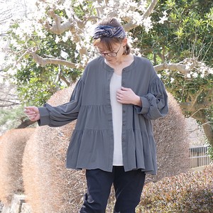 Button Shirt/Blouse Tops Tiered