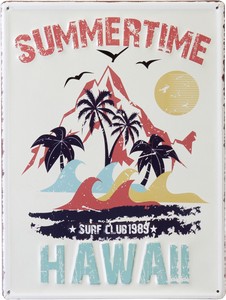 アンティーク エンボス プレート SUMMER TIME HAWAII