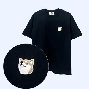 【2024春夏新作】柴犬胸小パッチ貼り付けTシャツ