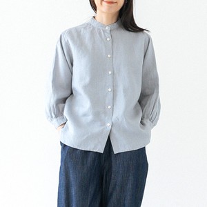 【レディース】ソフトリネンキャンバス - クロップド袖シャツ