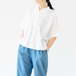 Button Shirt/Blouse Pintucked Cotton Voile Ladies' 5/10 length