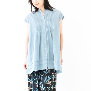 Button Shirt/Blouse Pintucked Tunic Cotton Voile Ladies'