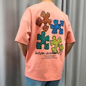【2024春夏新作】カラフルパズルオーバーサイズTシャツ