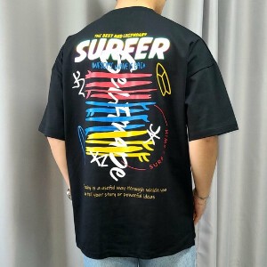 【2024春夏新作】SURFERスカッチプリントオーバーサイズTシャツ