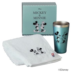 Disney(ディズニー)　ミッキー&ミニー　タンブラー(BL・ブルー)&今治タオルセット　D-MF55　51870