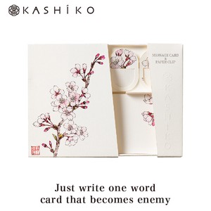 Greeting Card Paper Clip Cherry Blossoms Message Card Made in Japan
