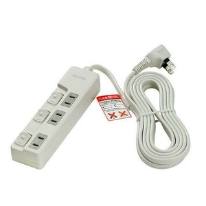 ELPA　ランプレススイッチ付きタップ3P3M　WLS-U33EB(W)