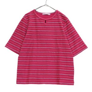 143402　【日本製】立体的な生地感が新しいオリジナルテキスタイルの半袖Tシャツ/五分袖