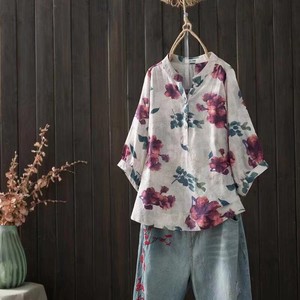 Button Shirt/Blouse Flower Print NEW